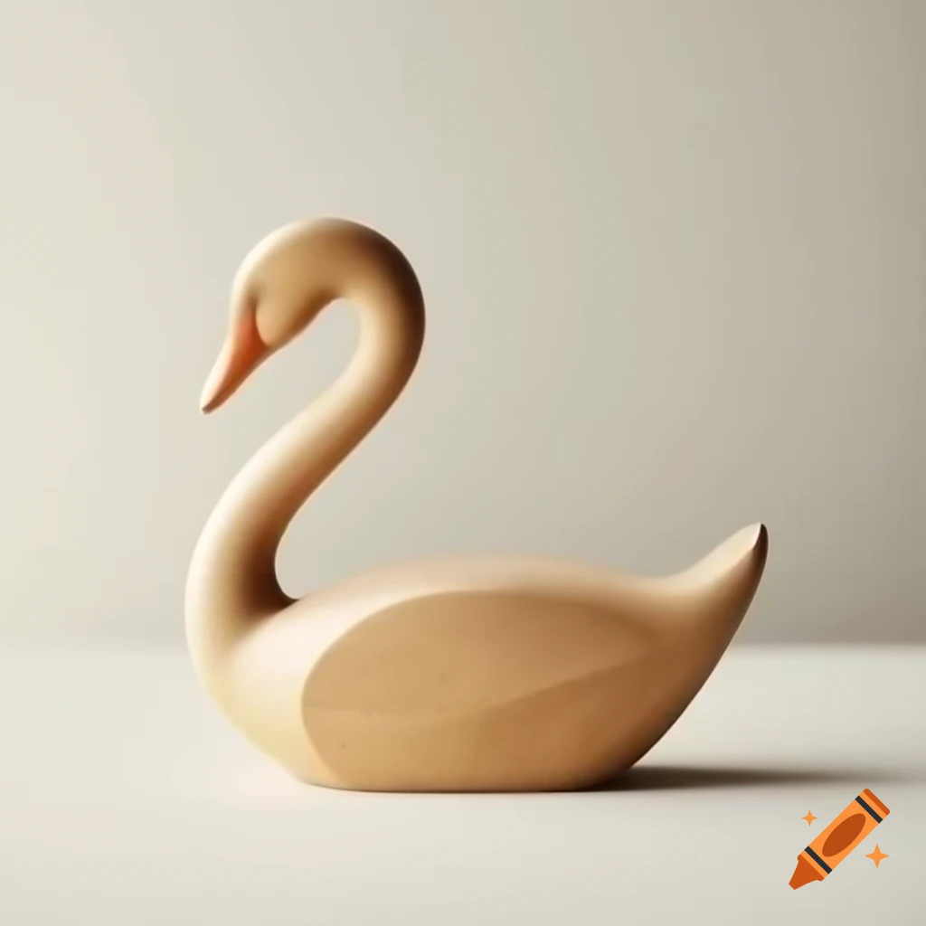 Elegant wooden swan sculpture
