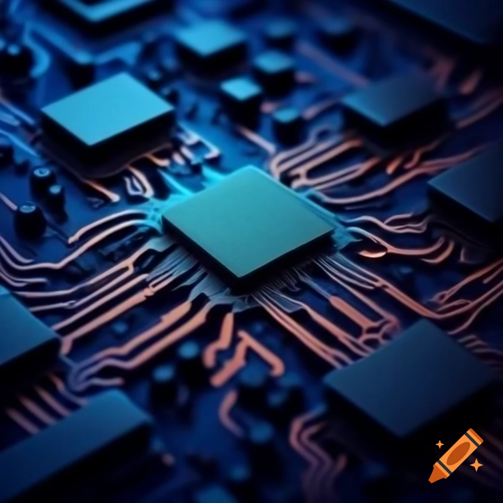 Abstract representation of tech circuits in a coral style