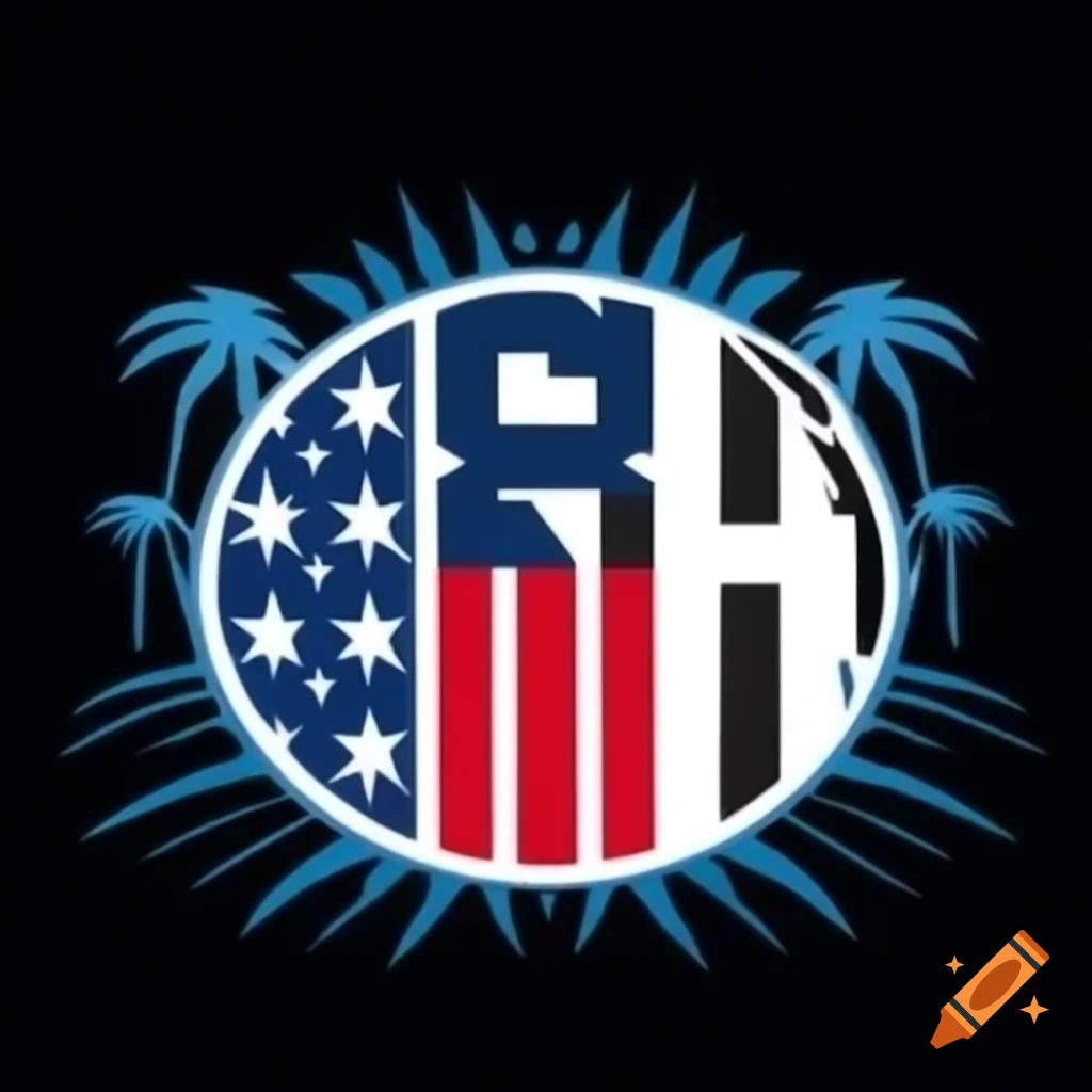 American football logo with E and palm tree background, humorous design