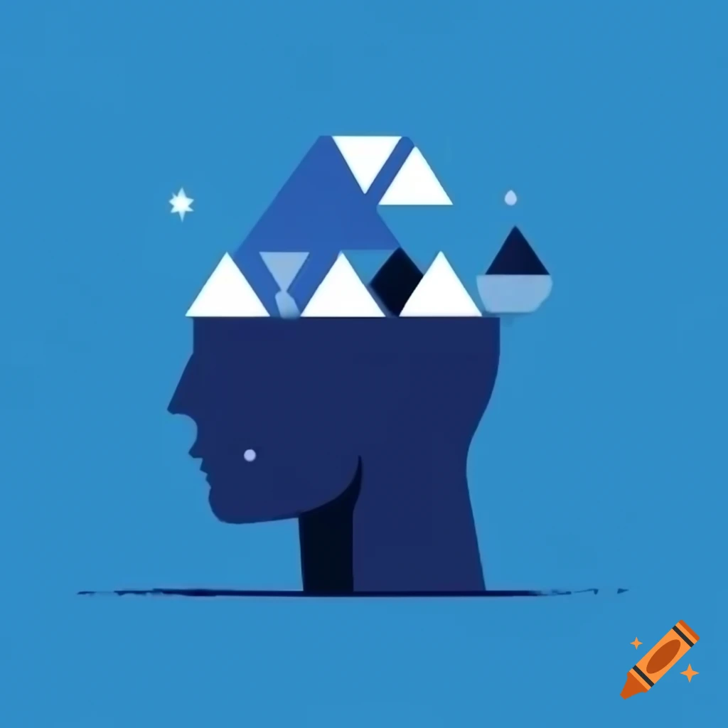 Stylized human head illustration split into realistic and abstract halves for AI training