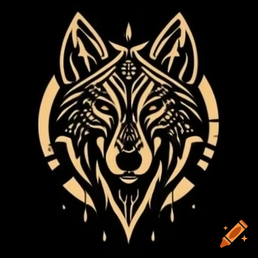 Tribal design featuring a wolf pack