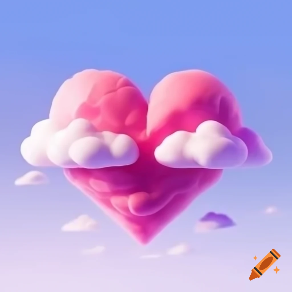 Heart-shaped cloud in pink color