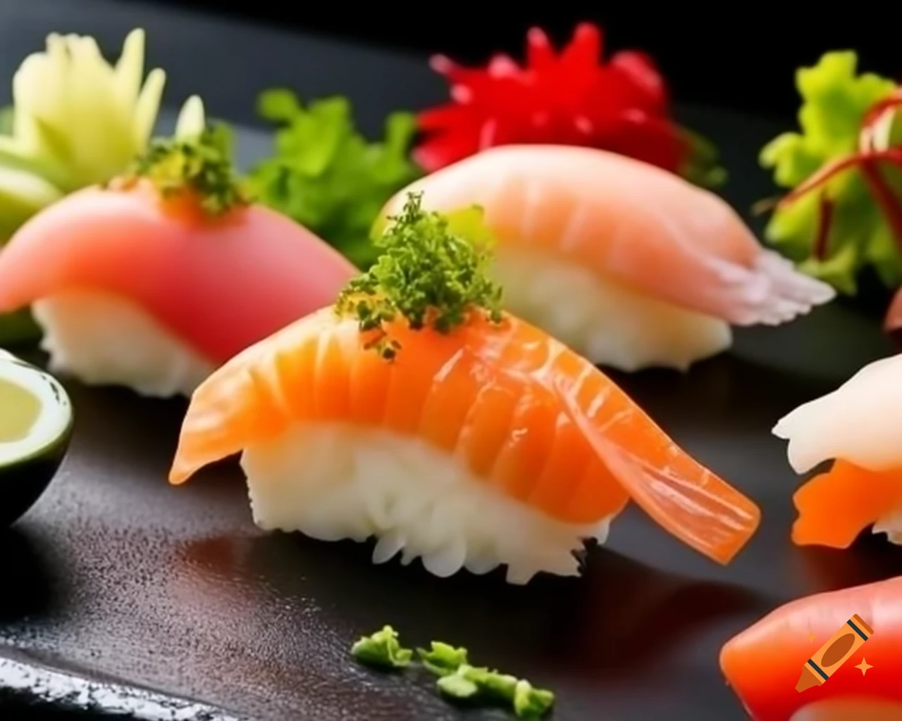 Sushi food photography with soft lighting
