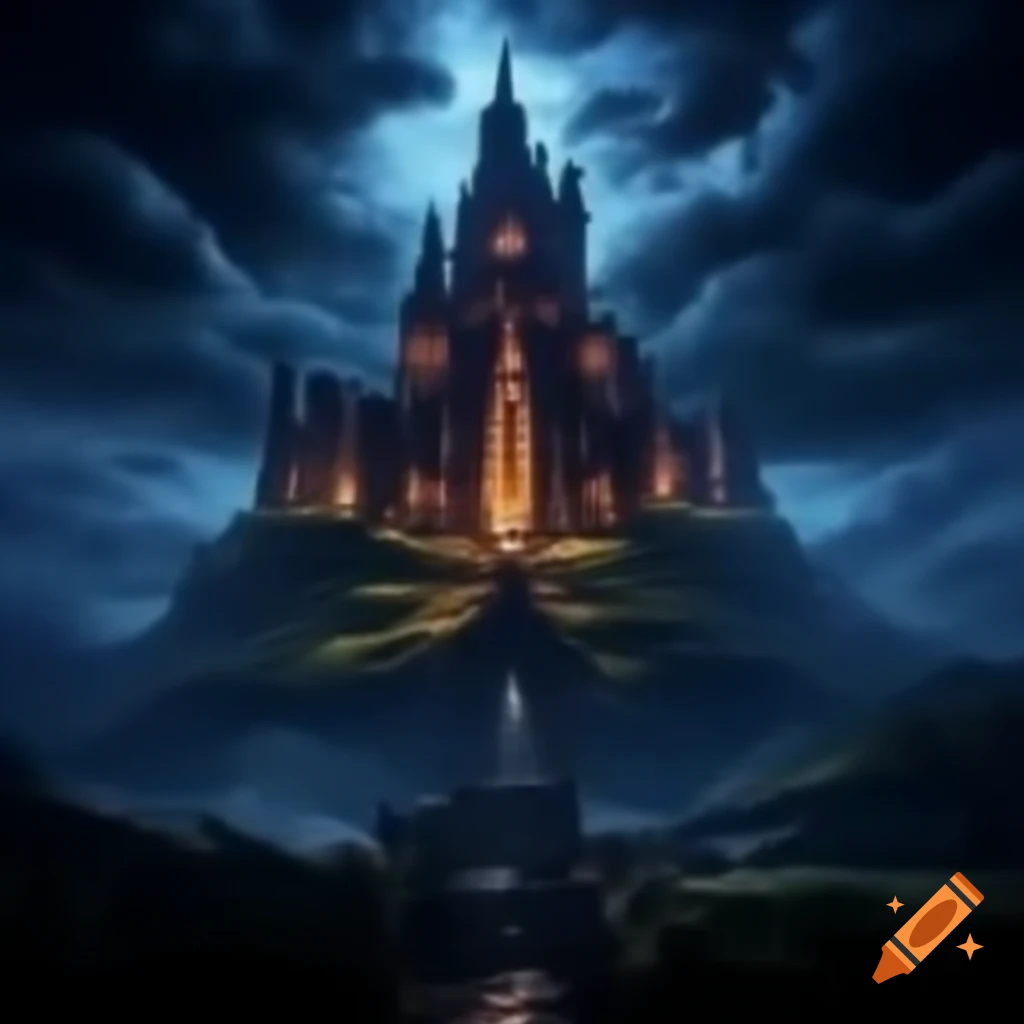 Castle silhouette against a dark sky