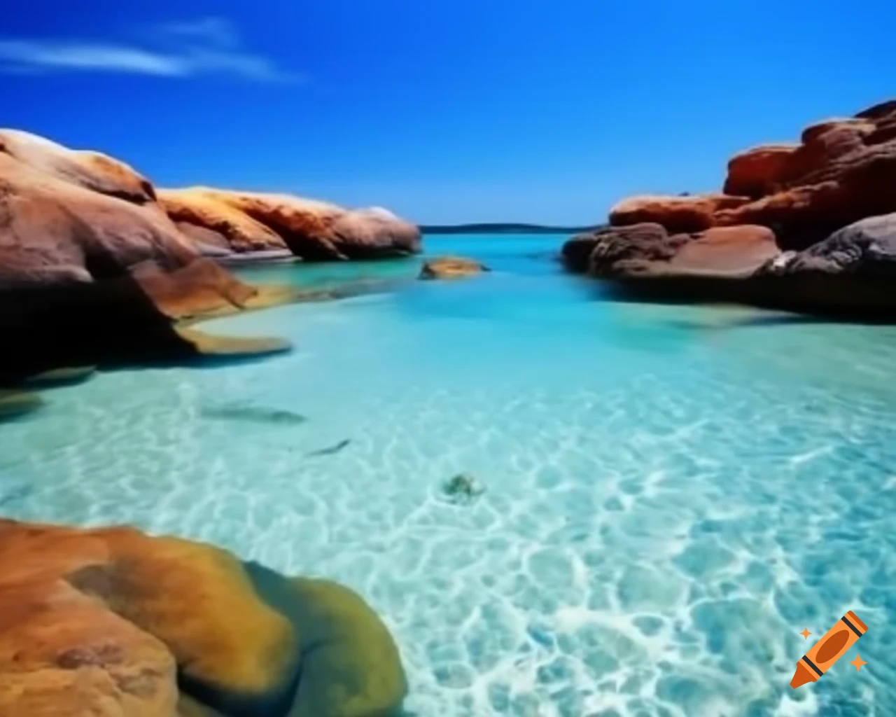 Crystal clear beach in Australia with stunning water reflections