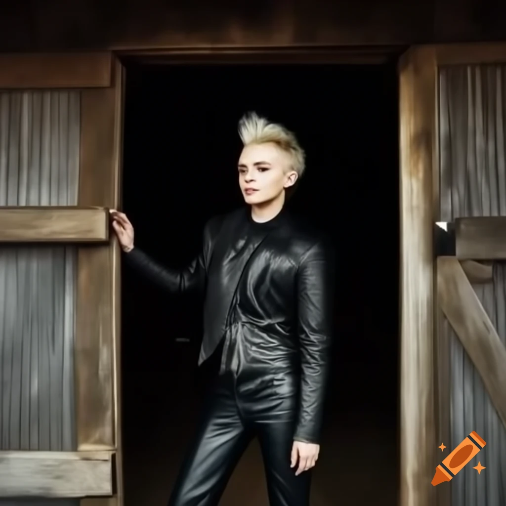 Punk rocker with mohawk hairstyle and leather outfit