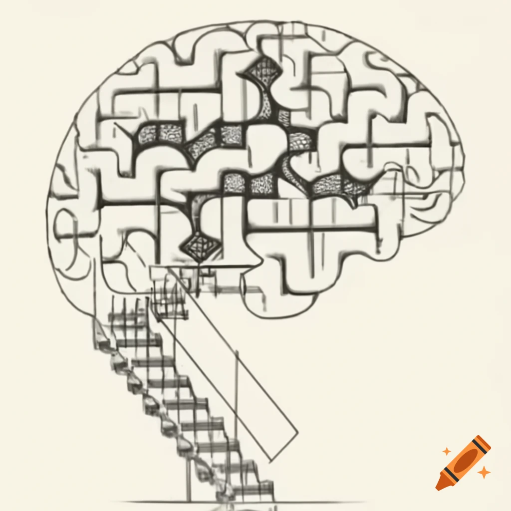 M. C. Escher inspired sketch of brain staircase