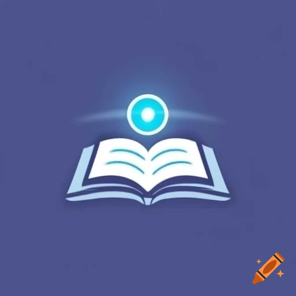 Futuristic logo featuring light illuminating an open book