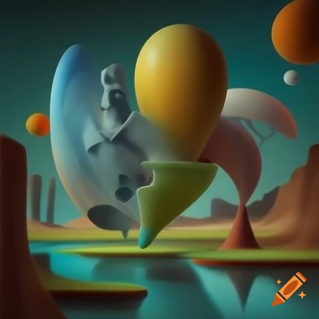 Surrealist art composition with dreamlike elements