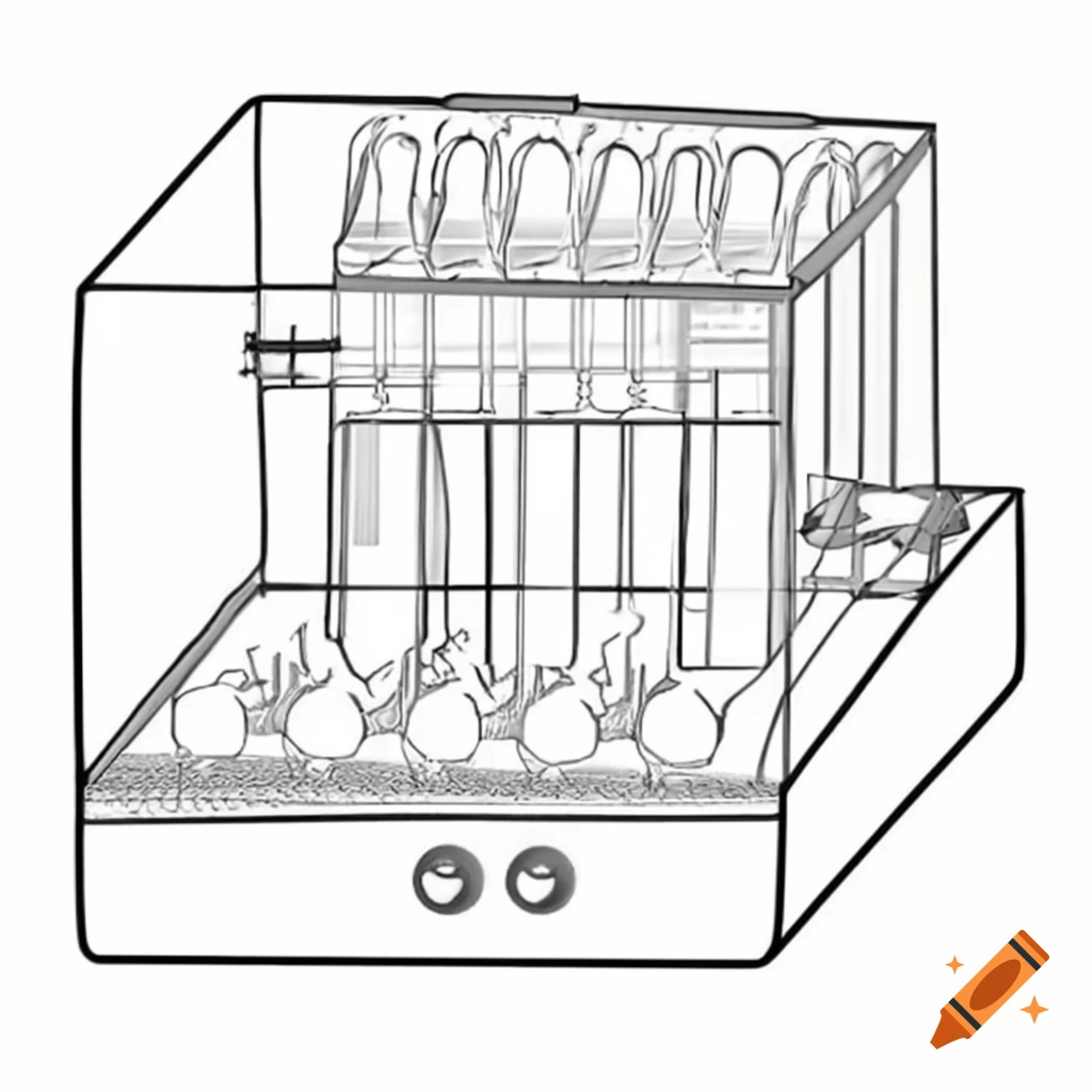 DisposeMax machine diagram with labeled sections for waste sorting in pencil art