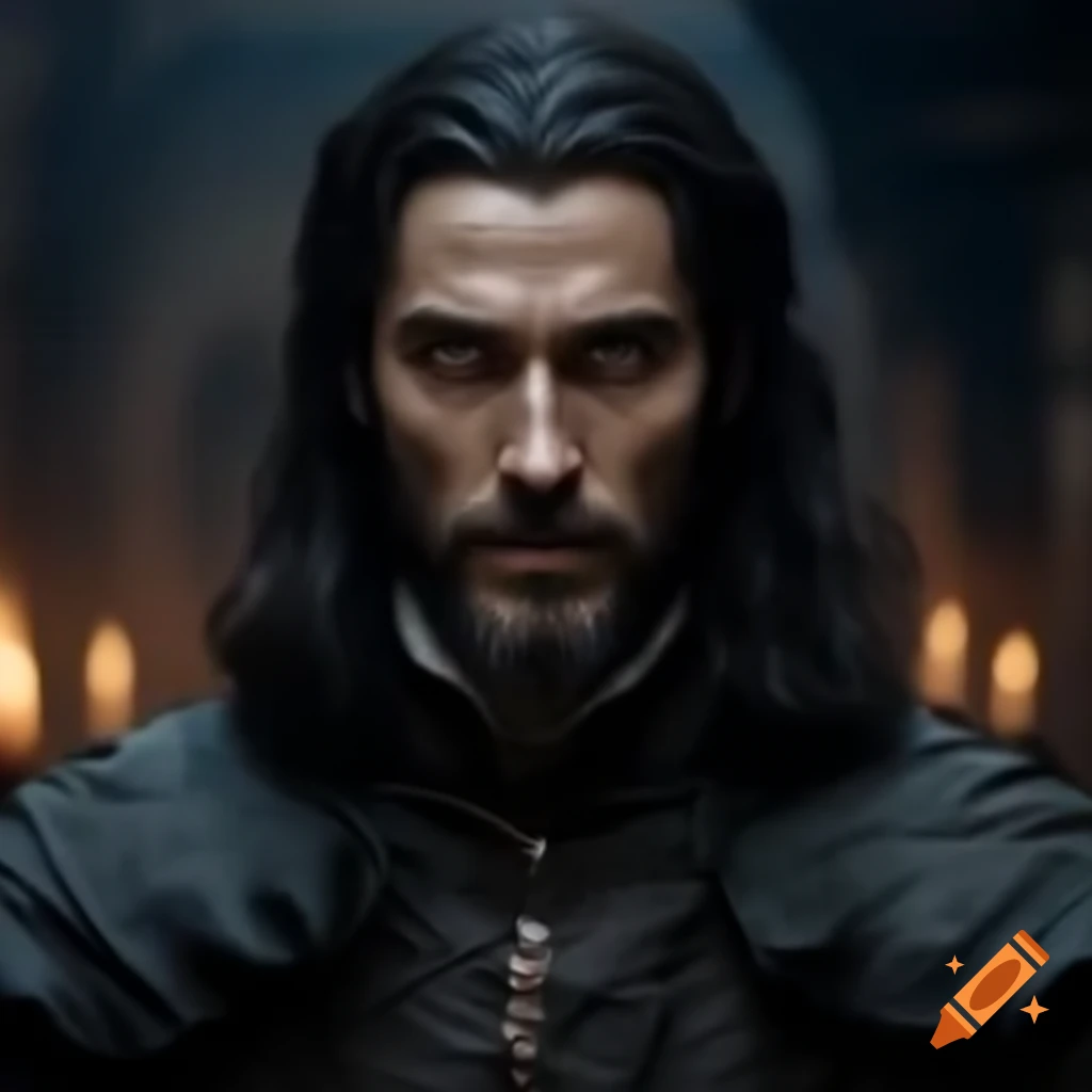 Portrayal of a rich medieval lord with a sharp jawline