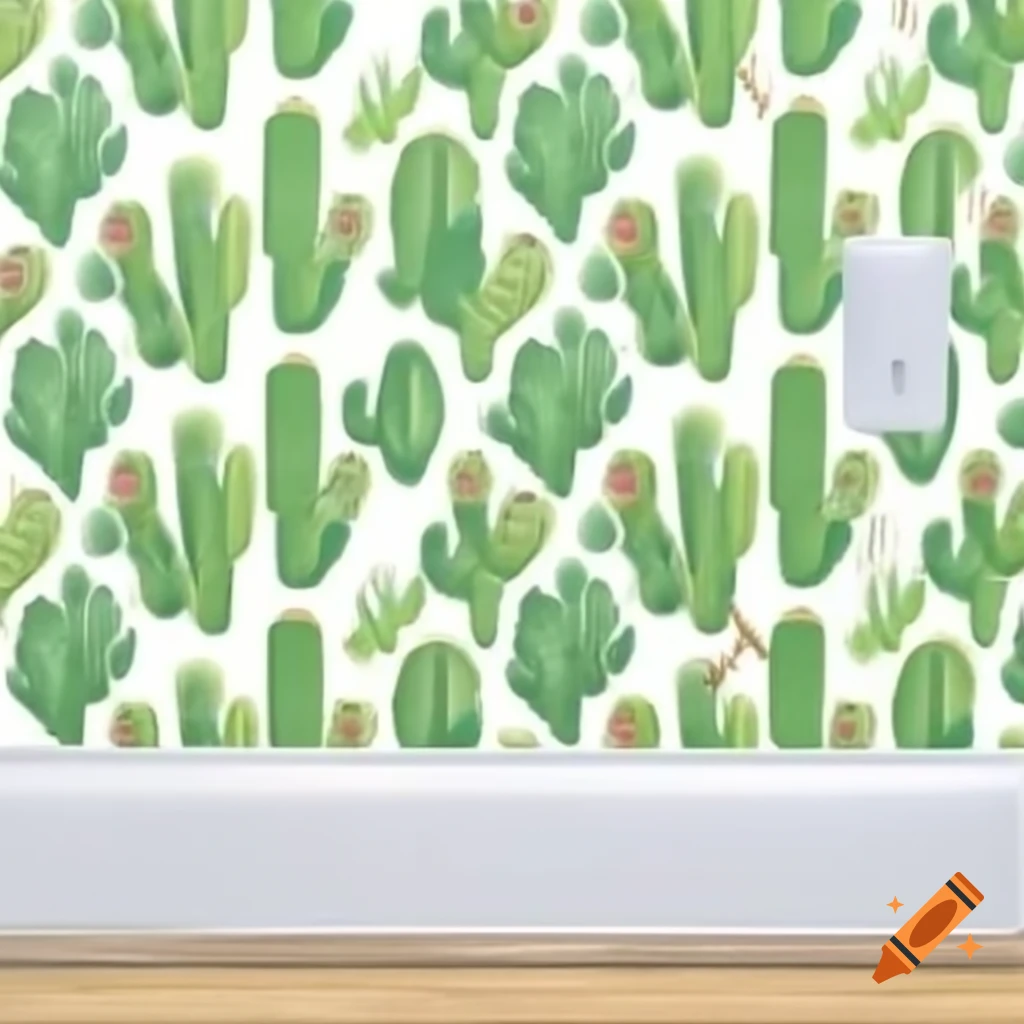 Seamless pattern of Peniocereus Maculatus cactus and lotus on white base