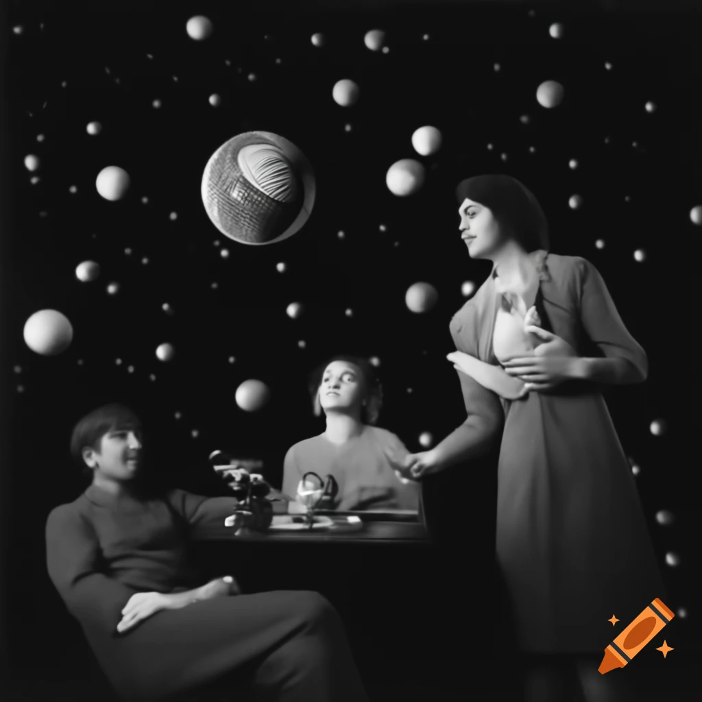 Surreal cosmic dream war scene with aliens and amphitheater