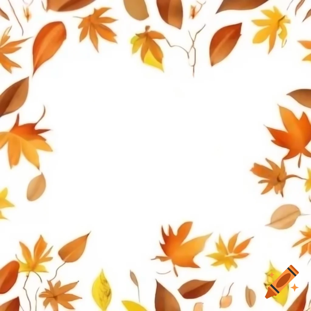 Simple fall themed image with leaves on white background