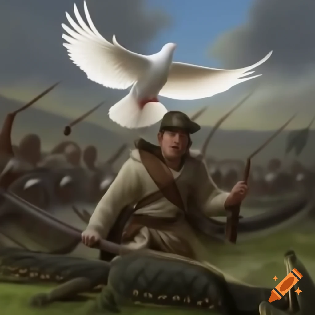Symbolic representation of dove and crocodile depicting conflict