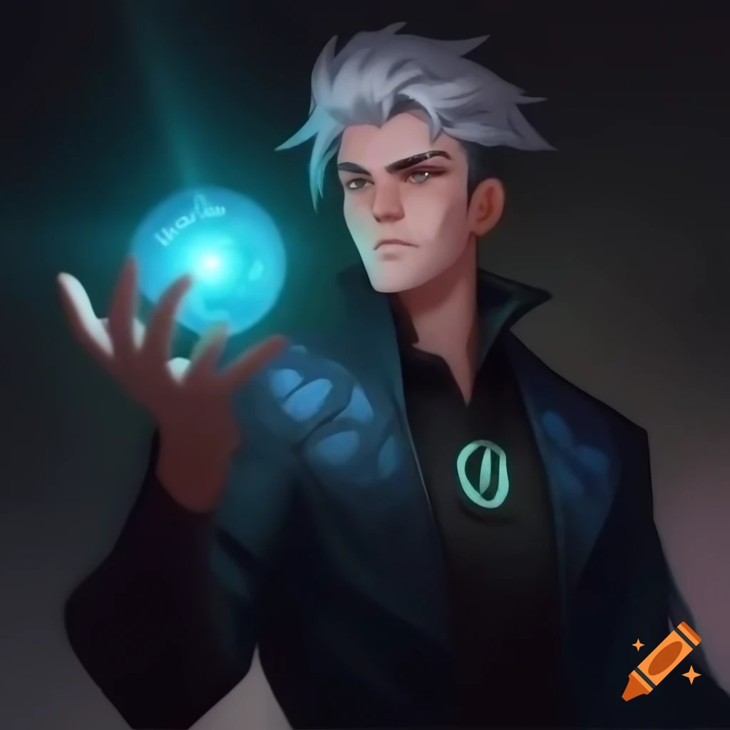 A digital painting of a young man with a confident and intense
