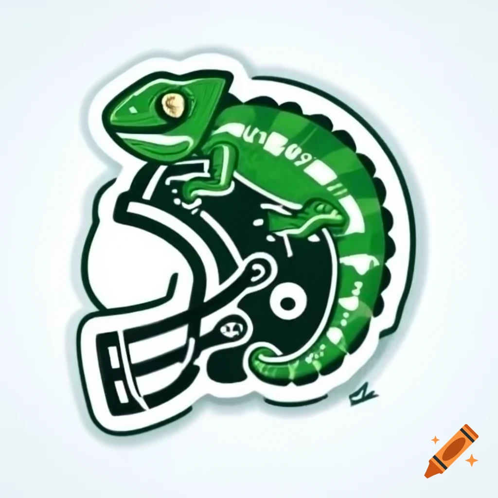 Chameleon design on American football helmet logo, digital art style