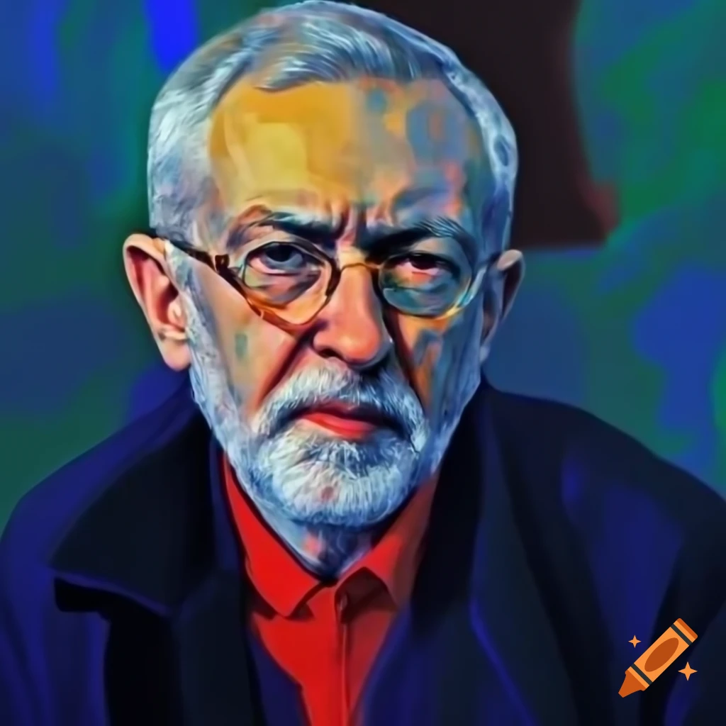 Abstract portrait of Jeremy Corbyn inspired by David Hockney's style