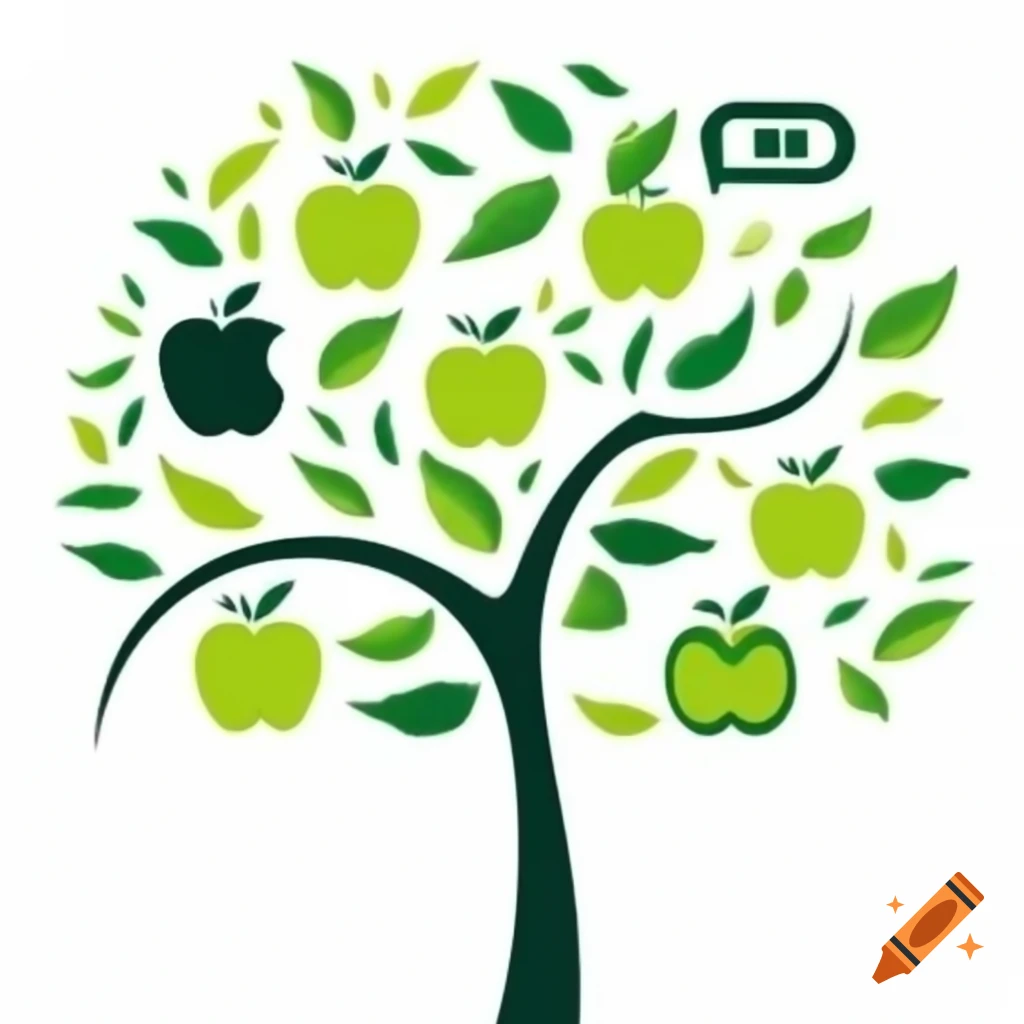 Illustration of apple tree with KakaoTalk icons as apples