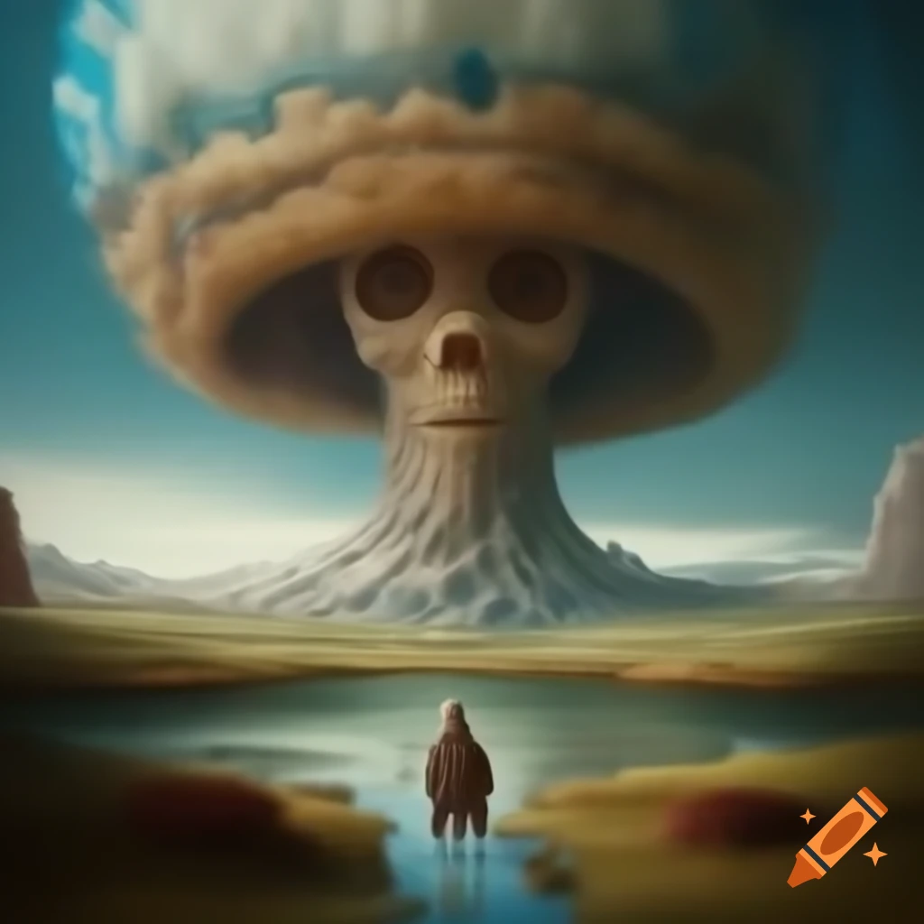 Surrealist artwork featuring unique shapes and dreamlike elements