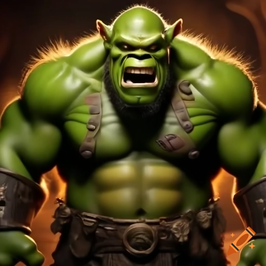 Full body green orc character design