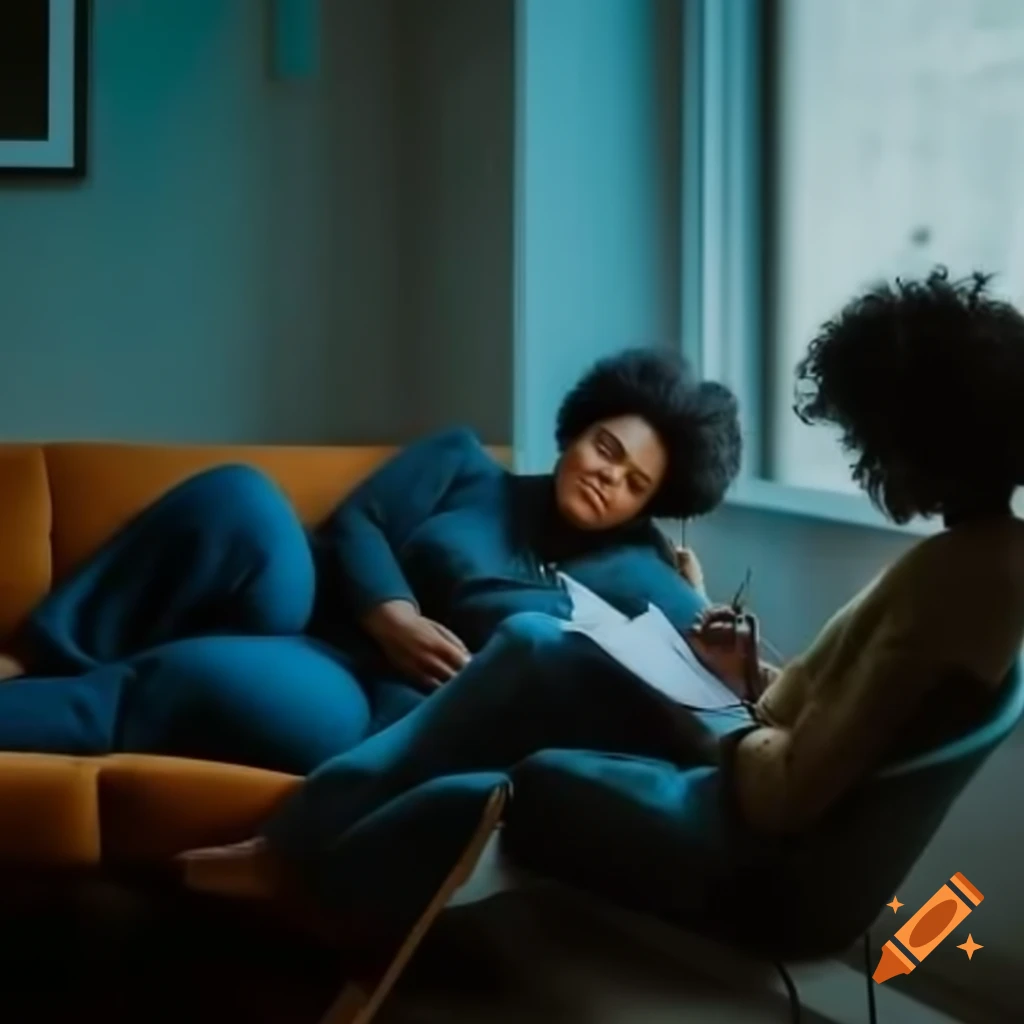 Counselor taking notes while person relaxes on couch