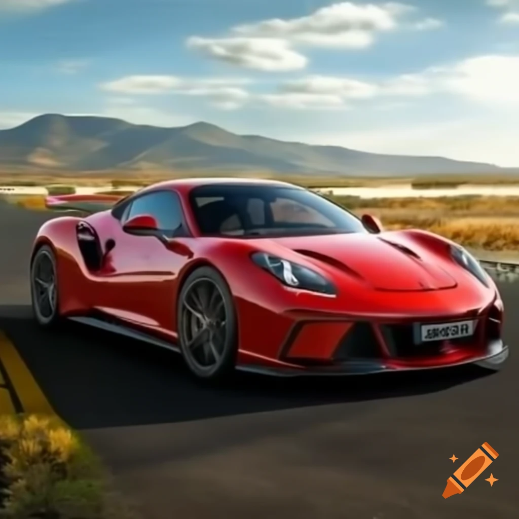 Deportivo auto con paisaje al fondo