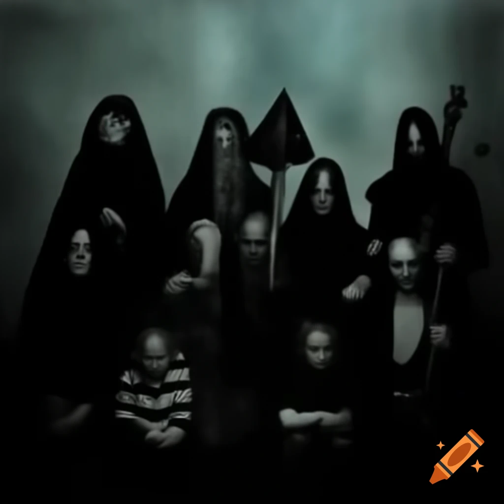 Unconventional family portrait with a dark theme