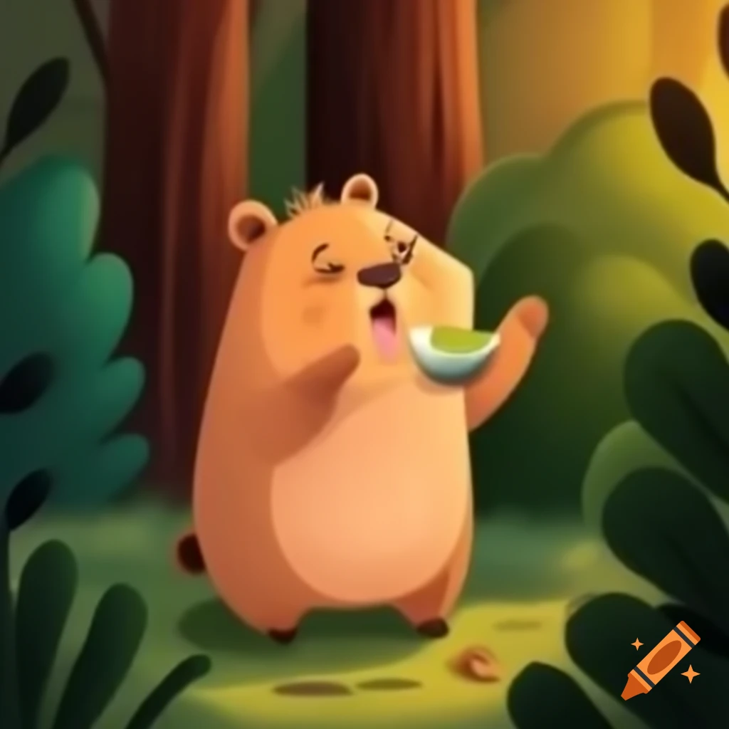 Smiling wombat eating in the forest