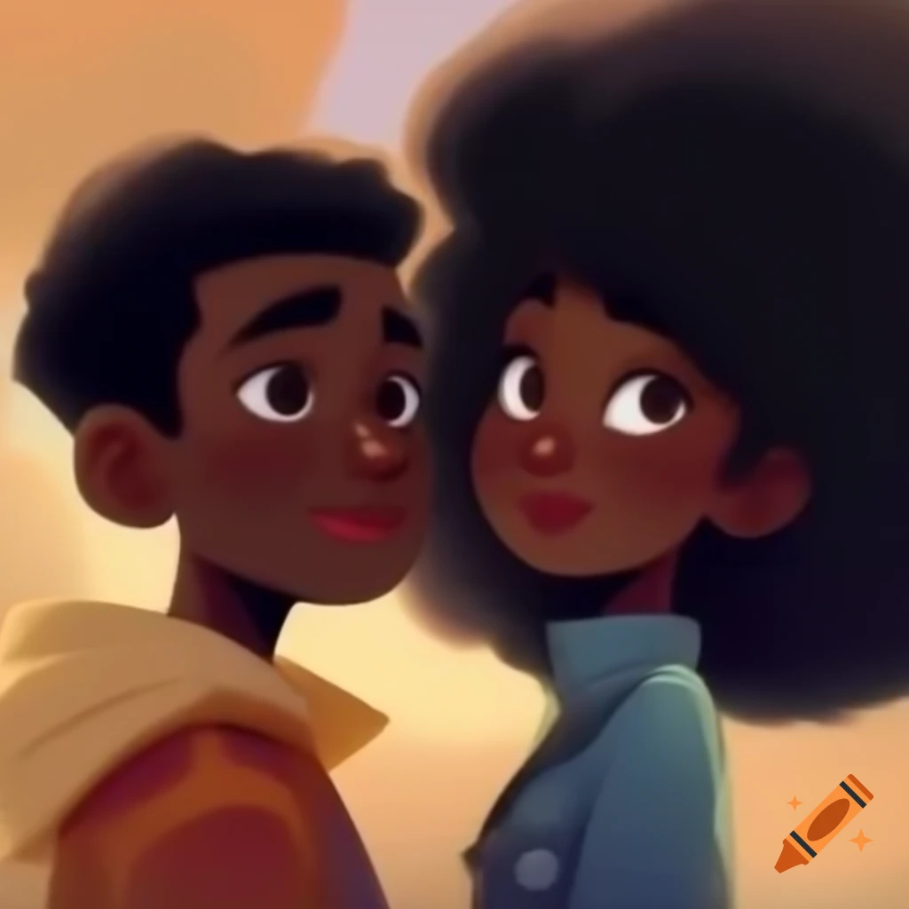 Animated couple in black attire