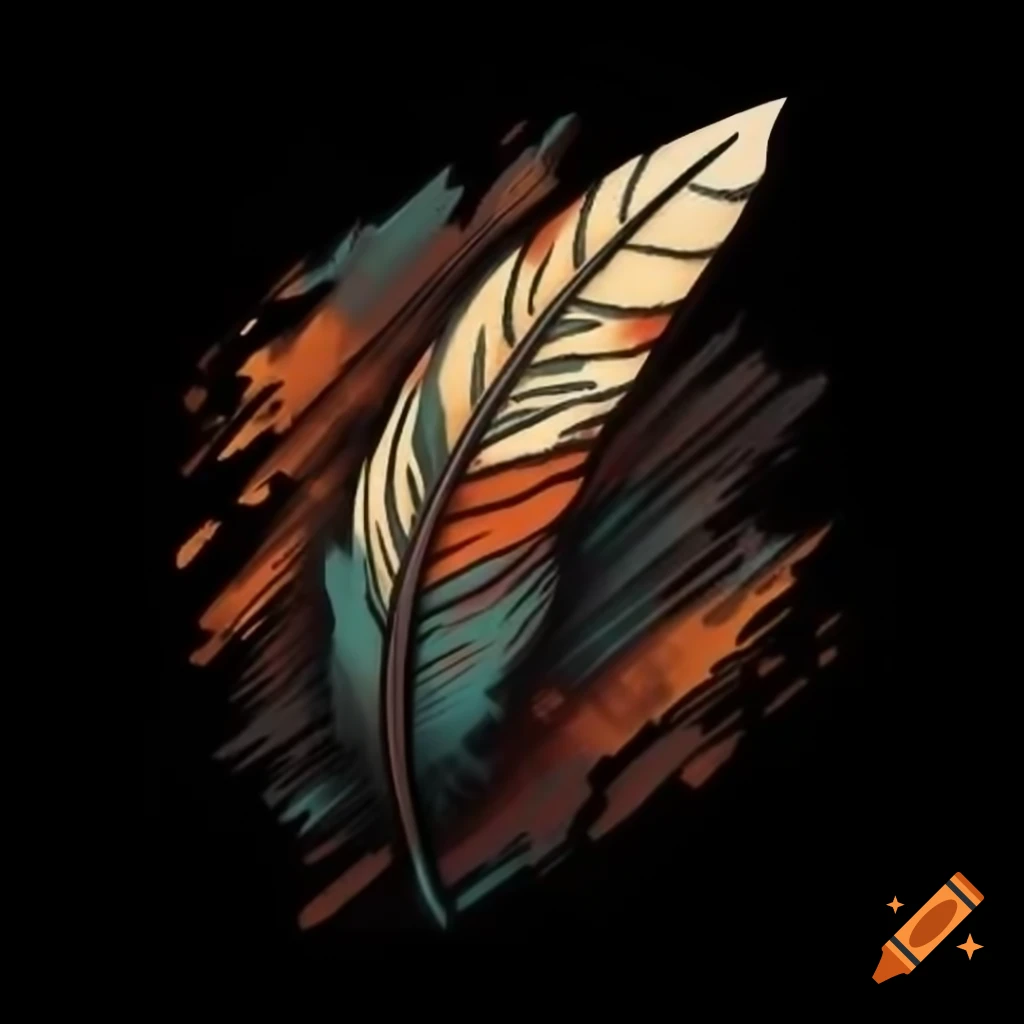 Multicolored feather with gritty, rugged post-apocalyptic urban backdrop