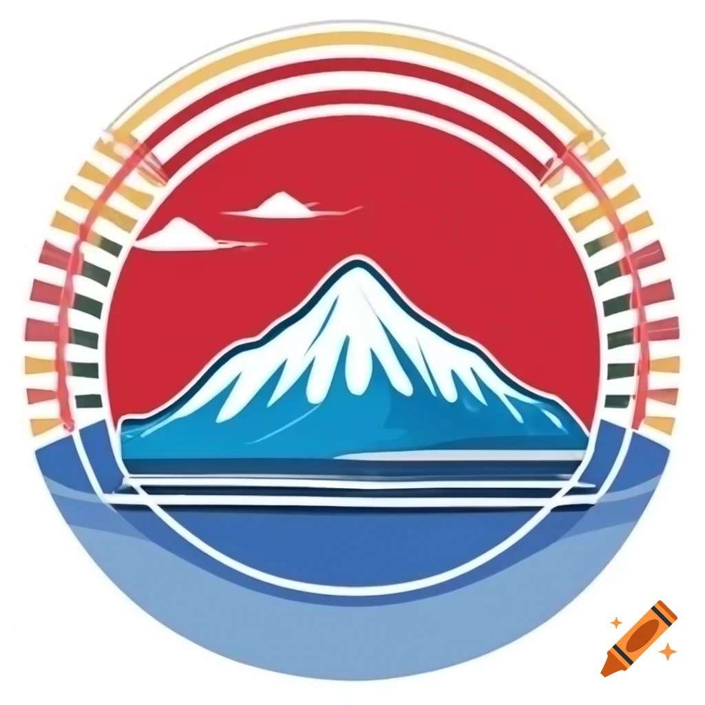 Circular graphic design of colorful segmented mountain on craiyon