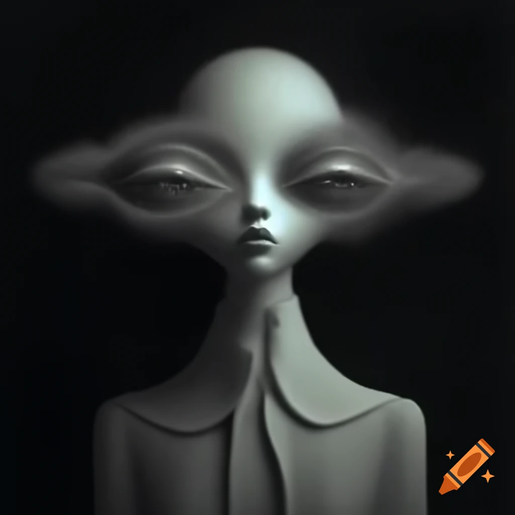Surrealist monochrome artwork with a single color