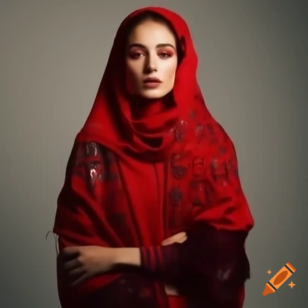 Confident woman in red outfit with Master Chef logo, flames rising behind her