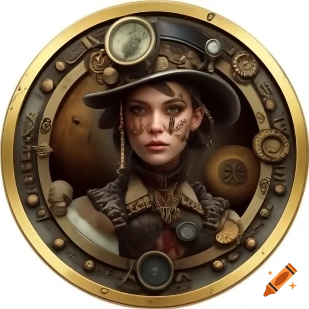 Steampunk-style coin with intricate designs