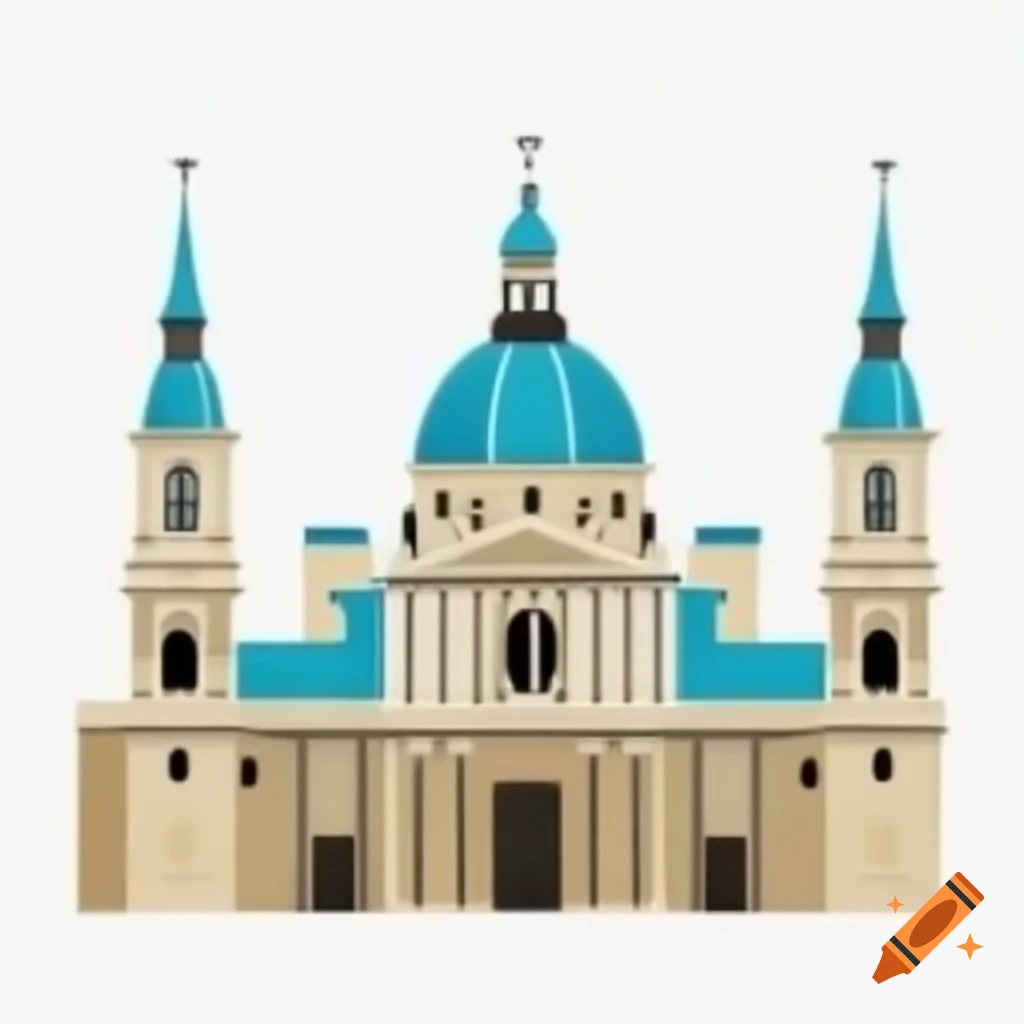 Cartoon illustration of Madrid's Cathedral of Almudena