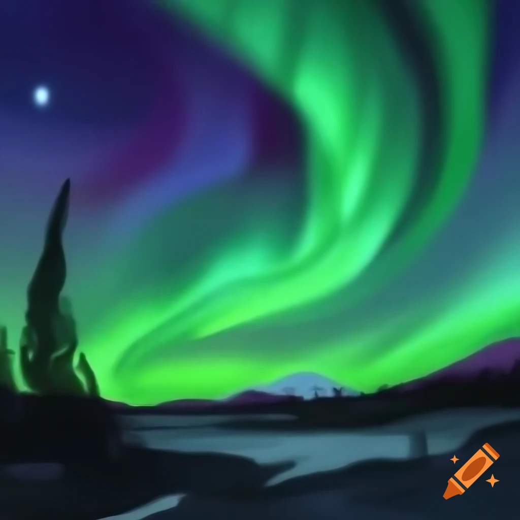 Colorful painting of the northern lights