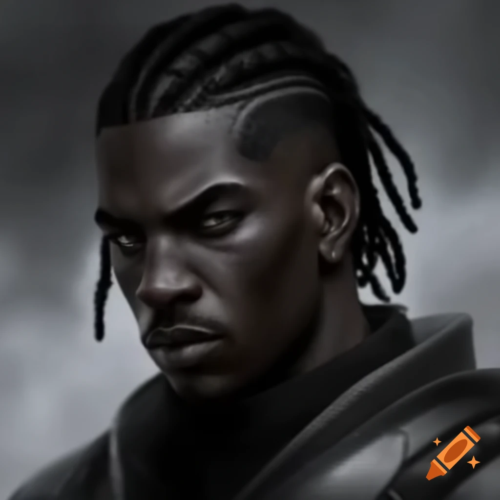 Black male with dreadlock mohawk and military tattoos