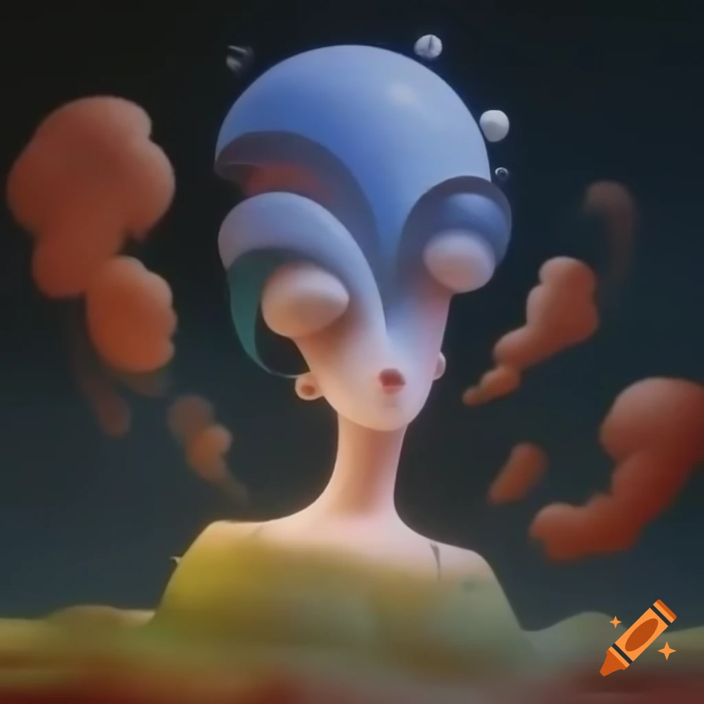 Surrealist artwork featuring unique shapes and dreamlike elements
