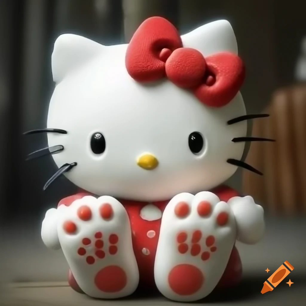 Hello Kitty character with oversized feet