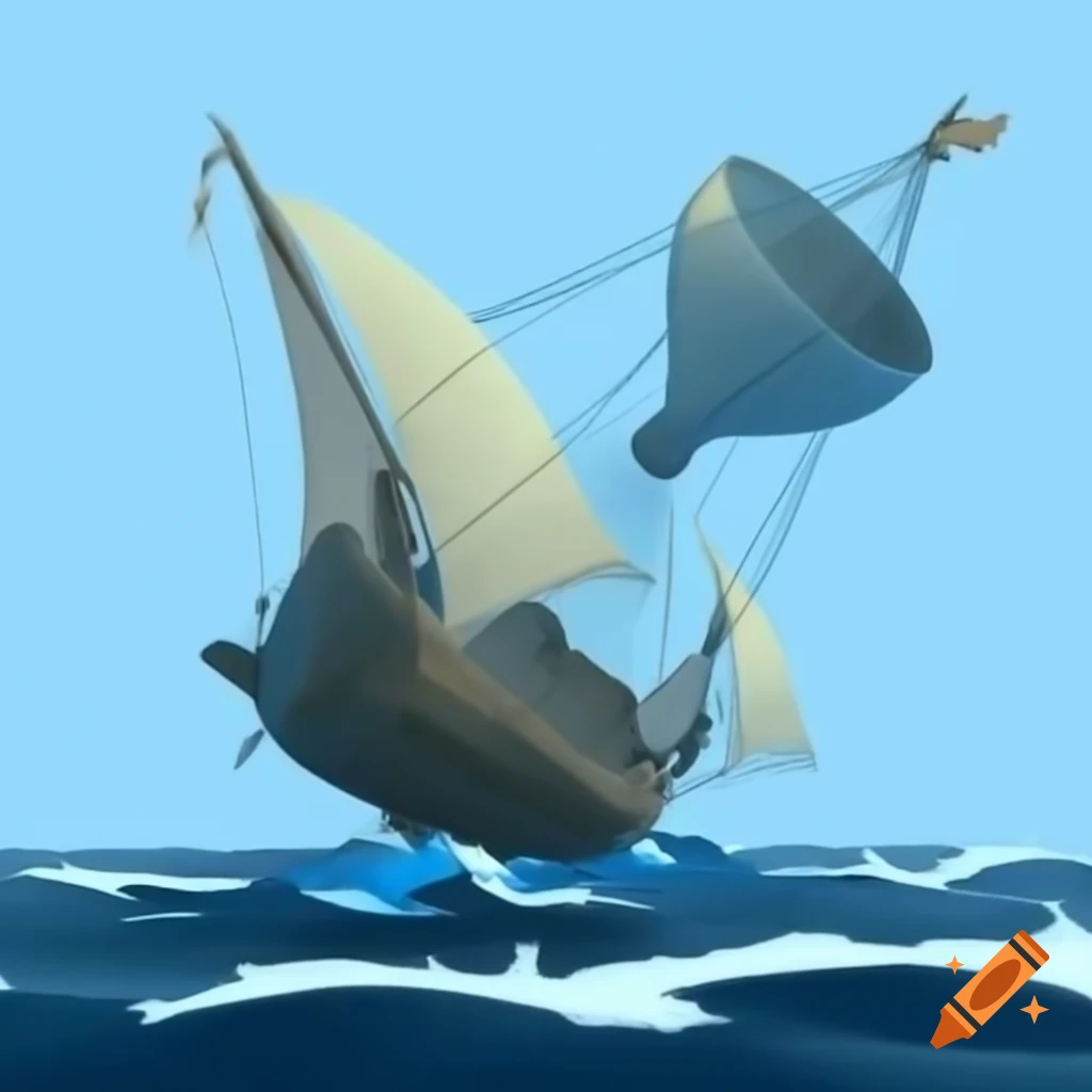 Sailboat featuring a giant funnel on the mast