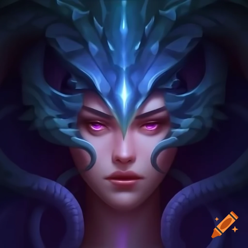 Handsome young man with ram s horns casting a spell with red blue aura