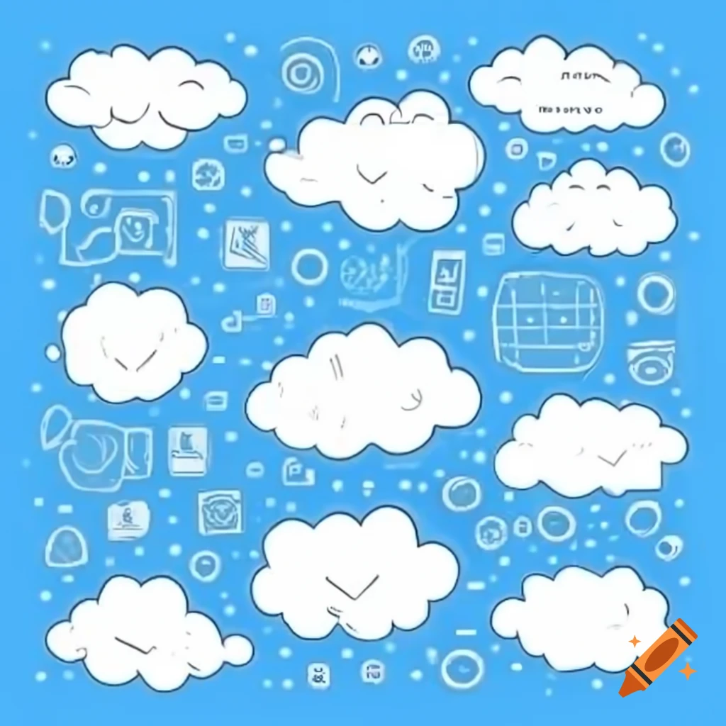 Variety of cloud callouts arranged randomly with empty center space