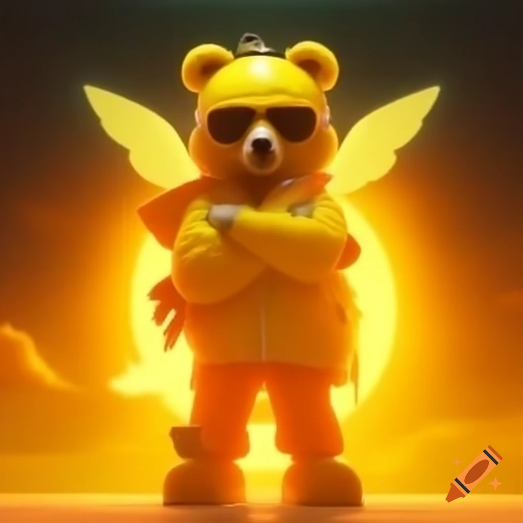 Bright Yellow Star Shining In Sky With Record Player And Bear Inspired bright-yellow-star-shining-in-sky-with-record-player-and-bear-inspired