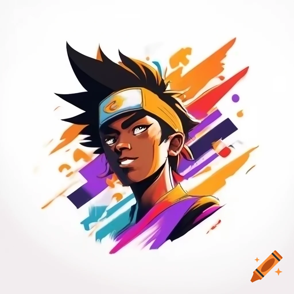 Dynamic logo of young Black man with Konoha headband creating a manga edit