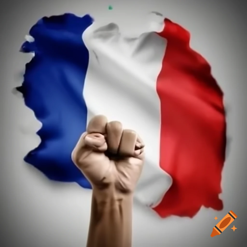 Fist holding the French flag