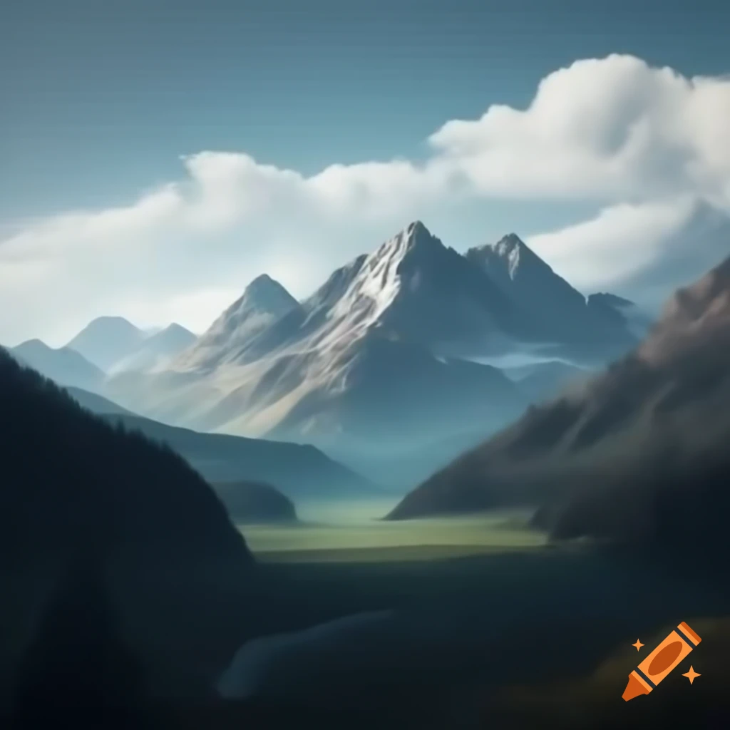 Photo-realistic depiction of majestic mountains