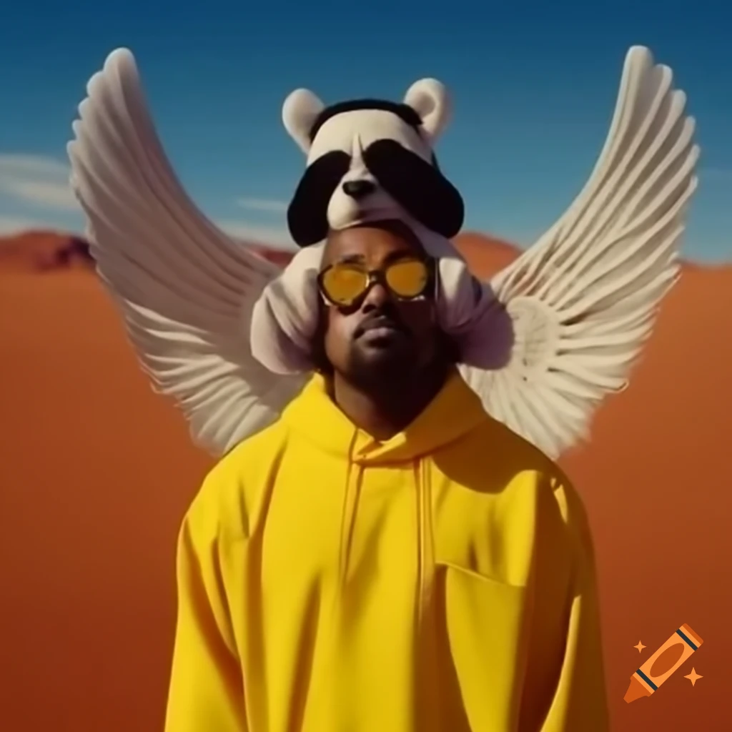 Bold yellow star shining in the sky resembling sun, inspired by Kanye West's graduation style