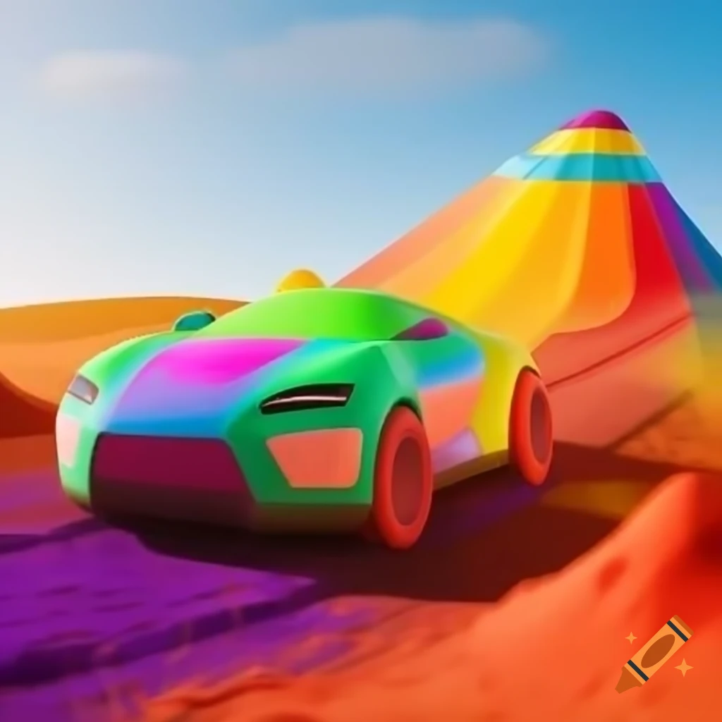 Futuristic car with colorful geometric design