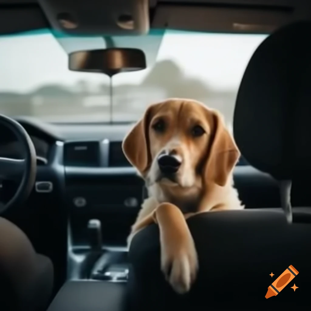 Dog driving a car
